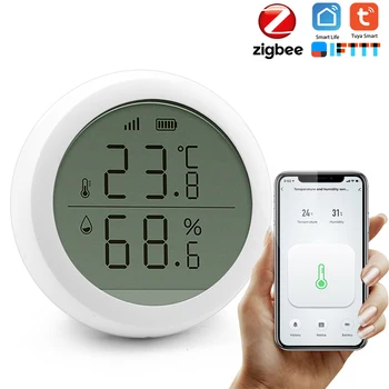 

Tuya Smart Zigbee Temperature Humidity Sensor with LCD Screen High Accuracy T&H Sensor Work with Gateway Hub Home Automation