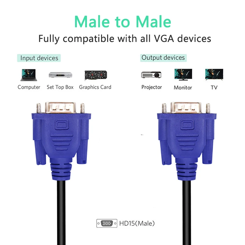 Удлинительный кабель VGA HD 15 контактный разъем штырь кабели 1 5 м проводной провод