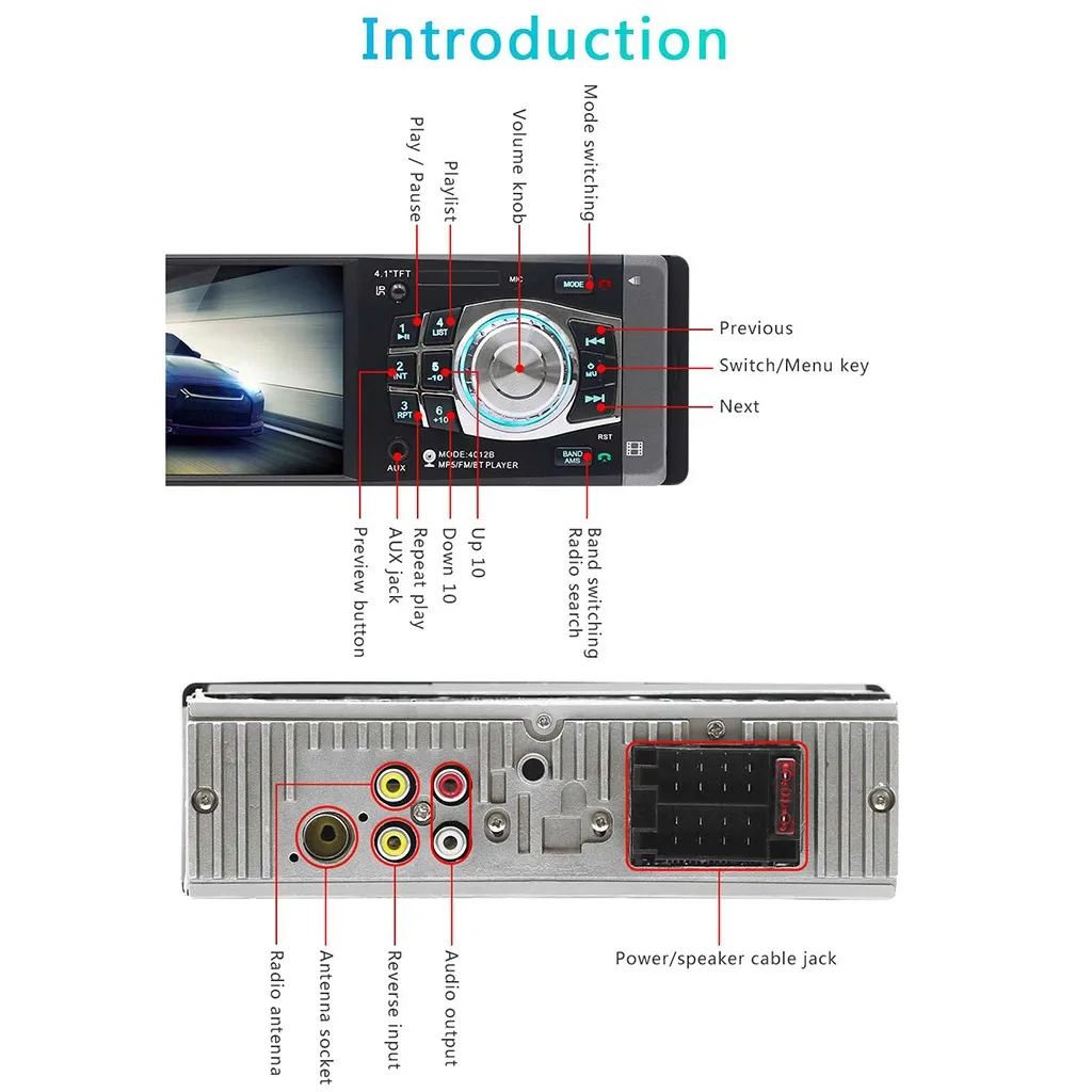 Автомобильный мультимедийный MP5/MP4/MP3 плеер, аудио стерео SWM-4012B, автомагнитола 4," HD AUX BT USB FM U диск заднего вида 92