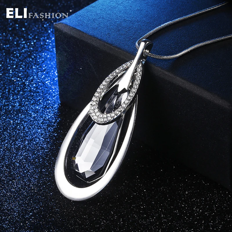ELIfashion, ожерелье для свитера, стразы, с дизайном в виде капли, цинковый сплав, деко, корейский стиль, очаровательное, для женщин, 2 цвета