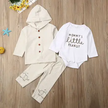 

CANIS Autumn Spring Newborn Baby Boys Kid Hooded Tops + Pants Long Sleeve Autumn Winter Clothes 3PCS