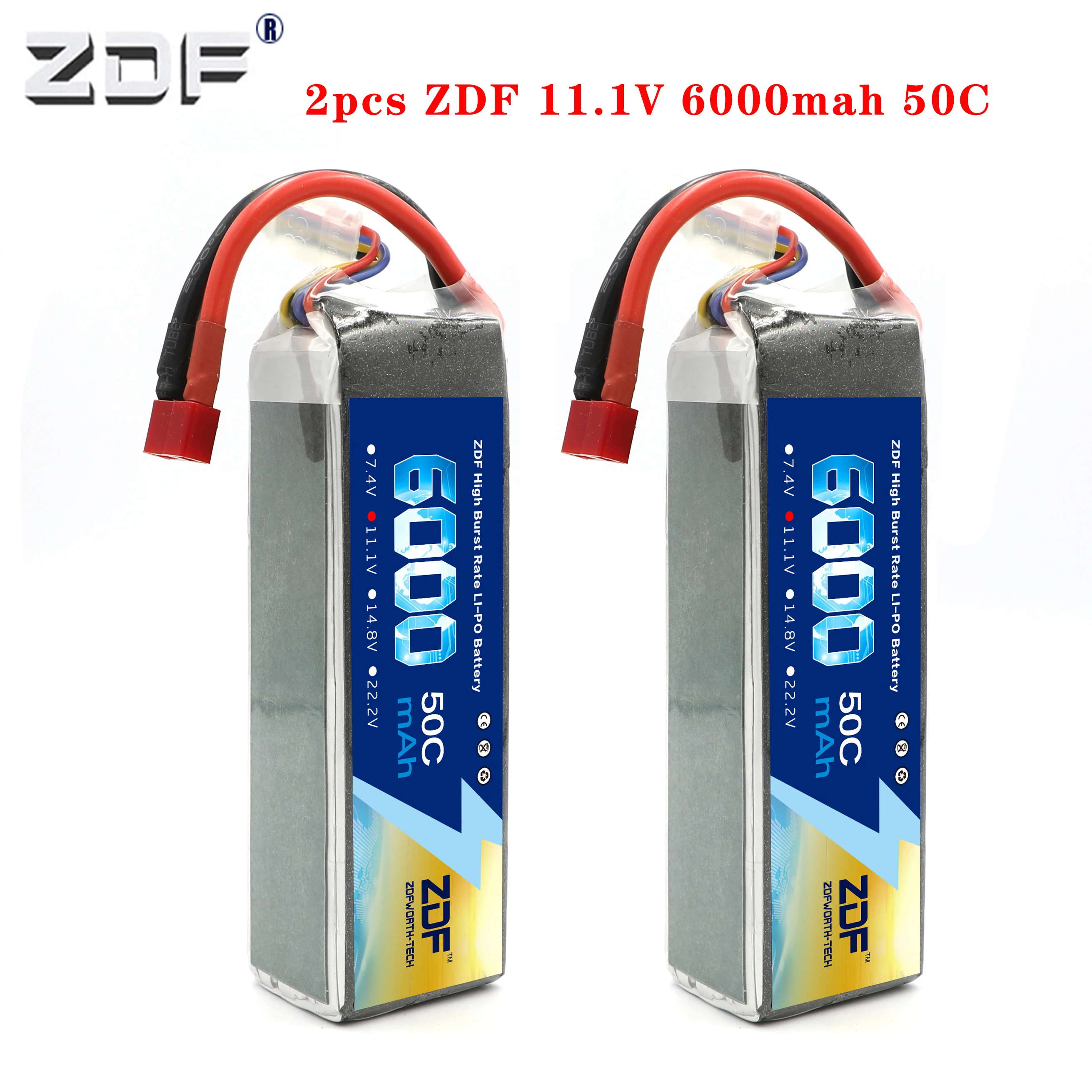 ZDF 2PCS 3S 6000mAh 11.1V 50C Lipo Battery for racer racing trx X-MAXX UNLIMITDE E-REVO TR-4 RC Car RC Boat RC Drone