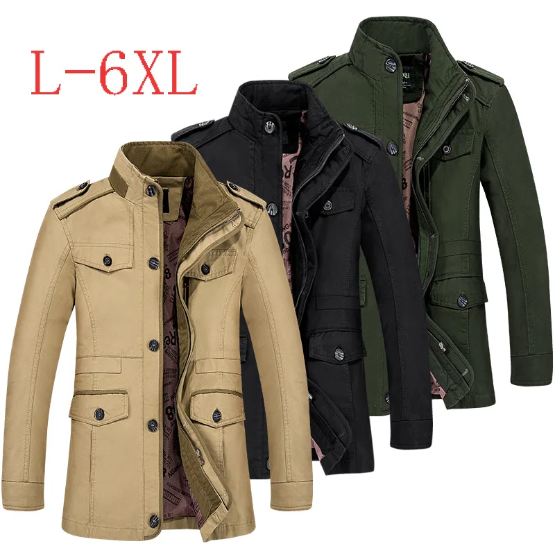 

2017 New Style Large Size Solid Color Washing Jacket Men Outdoor Stand Collar Autumn And Winter Coat Large Size Men'S Wear L-6xl