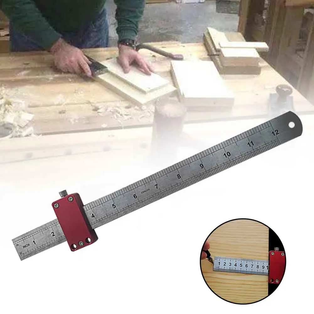 300 мм линейка плотник линии маркировочный Калибр DIY Т Тип из нержавеющей стали измерительный чертежный инструмент позиционирование деревообрабатывающий инструмент