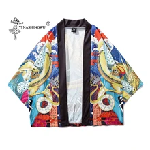 Yukata женское традиционное японское кимоно Harajuku Карп печать кимоно кардиган Femme рубашки азиатская одежда кимоно костюмы косплей