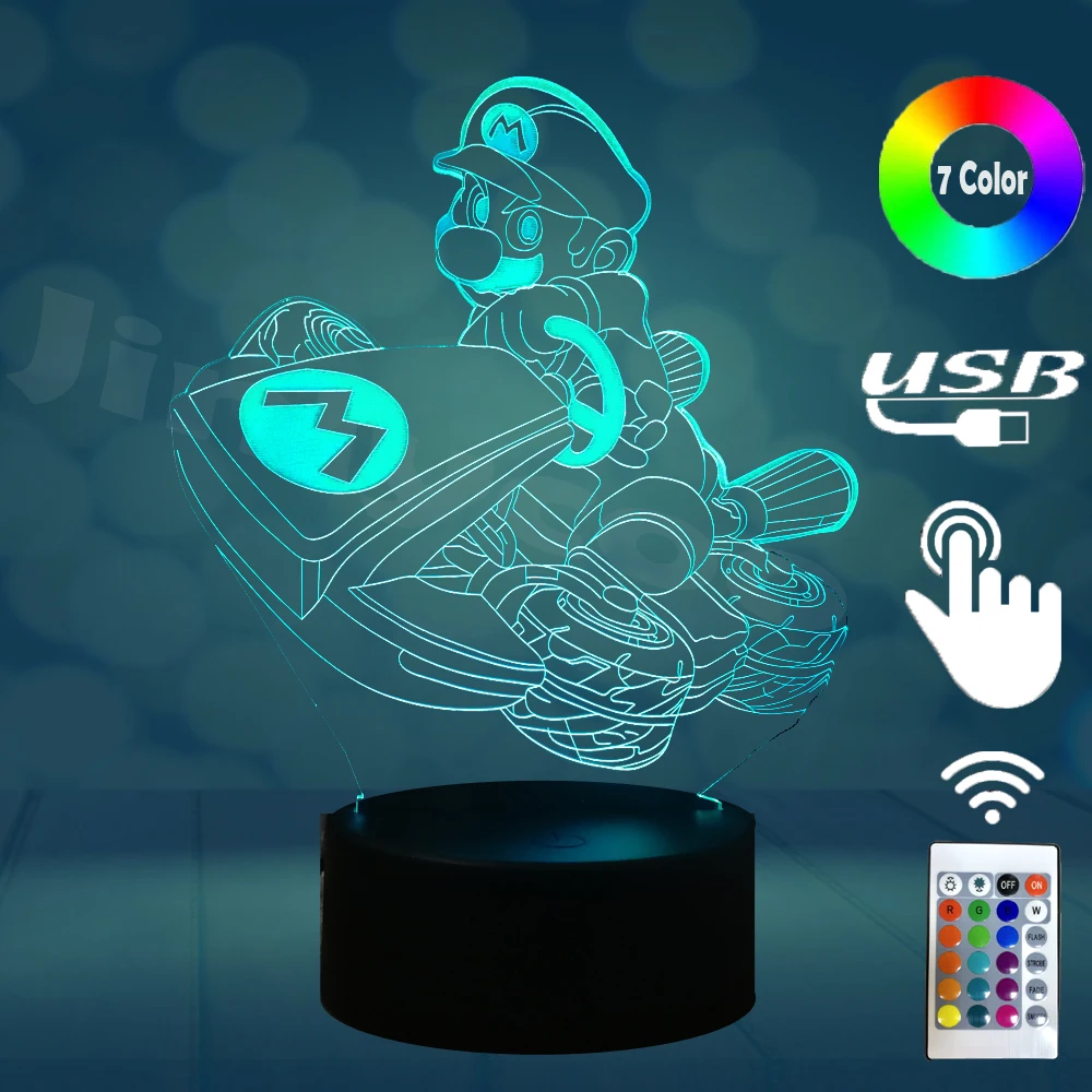 Супер Марио 3D LED ночник настольная лампа USB зарядка акриловая Новинка