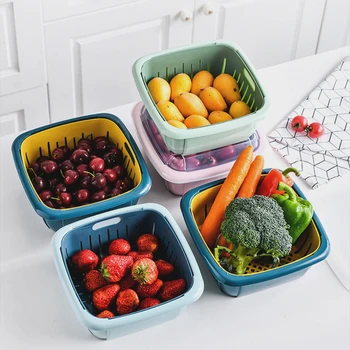 

Kitchen Organizer Plastic Storage Box Fresh-Keeping Box Refrigerator Fruit Vegetable Drain Crisper Kitchen Storage Containers