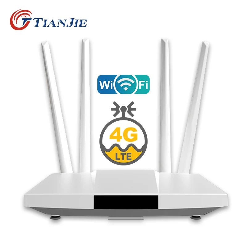 TIANJIE LM321 3G 4G GSM LTE 300Mbps Home Quad Antenna RJ45 WAN LAN Modem Wifi Hotspot CPE Router With Sim Card Slot