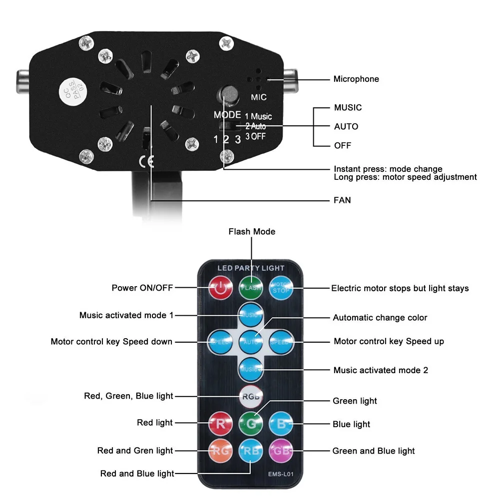 7 Colors DJ Accessories Remote Control Led Party Sound Activated Water Ripples Microphone Effect Banquet Bar Stage Light KTV