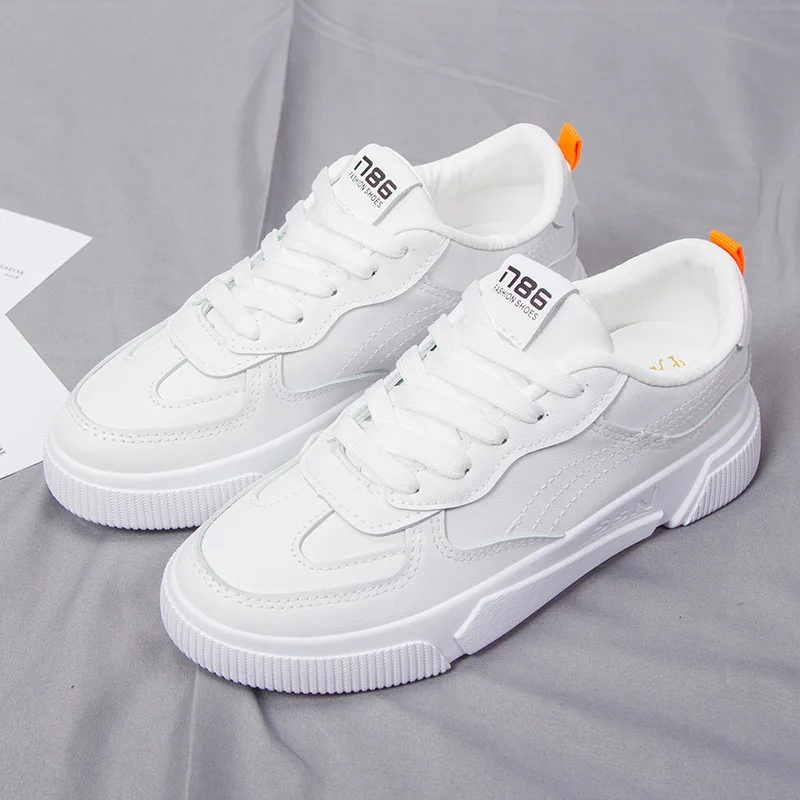 

Small White Sport Shoes Lace-Up Woman 2019 Season Low Help Flat Shoes Casual Shoes Student Outdoor Trend Skateboarding Plate
