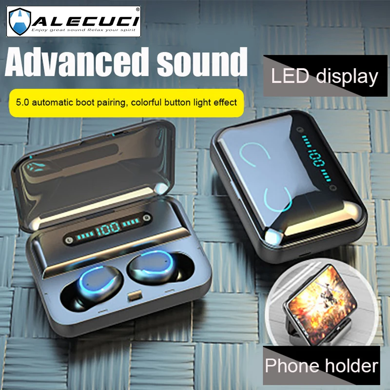 ALECUCI F9 5BL Беспроводной наушники Bluetooth 5 0 IPX7 Водонепроницаемый сенсорный Управление с микрофоном Apt X глубокий