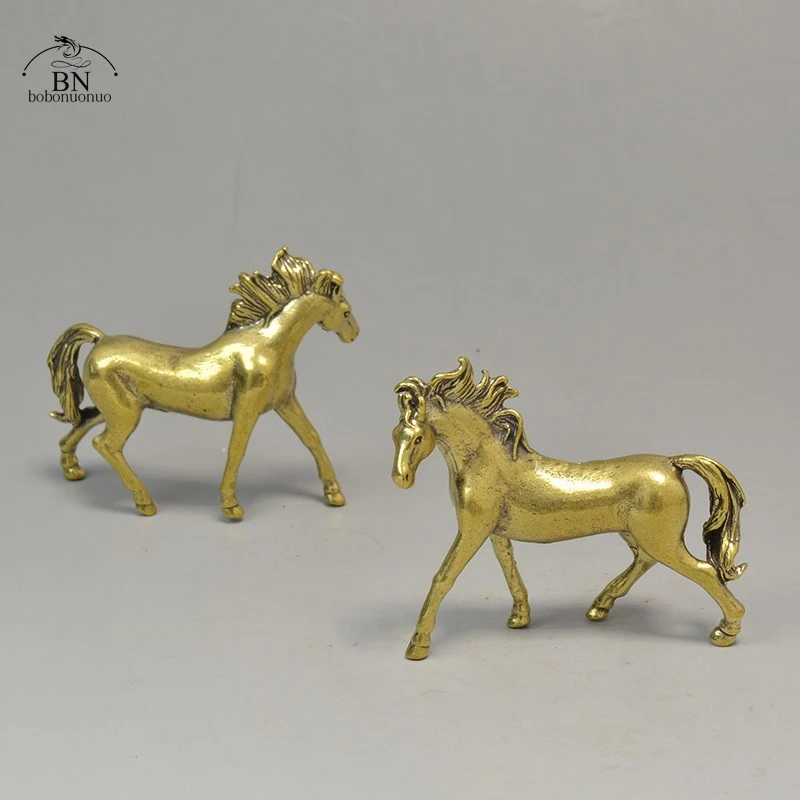 Pure Copper 12Zodiac Solid Horse Feng Shui Ornaments Vintage Bronze Running Horses Statue Miniatures Figurines Desk Decorations | Дом и сад