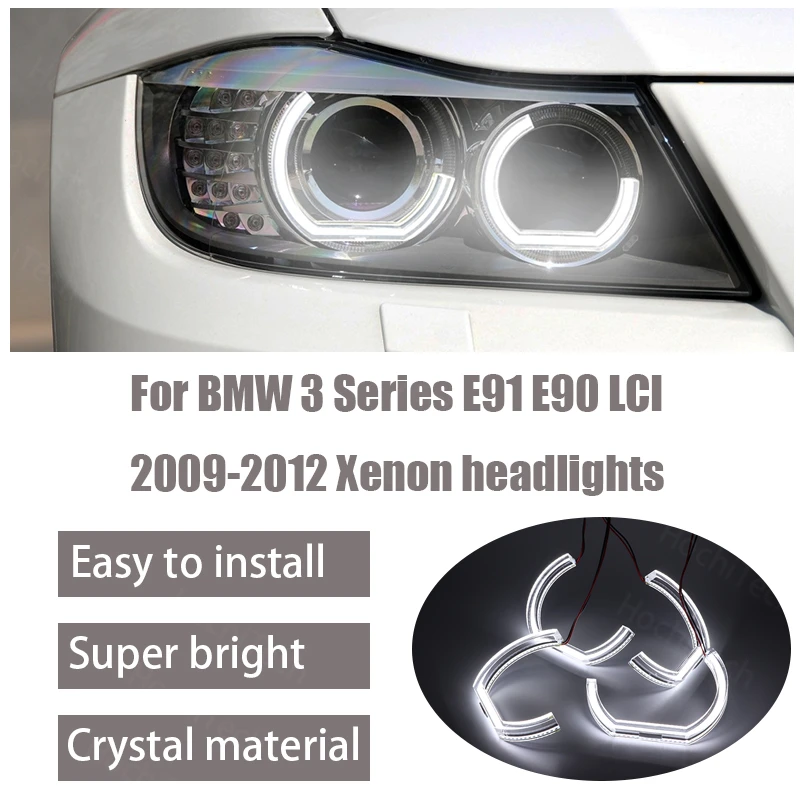 

Day Light Cut Style LED Angel Eyes Kit Halo Ring for BMW 3 Series E91 E90 LCI 2009-2012 Xenon Headlights Crystal Angel Eyes