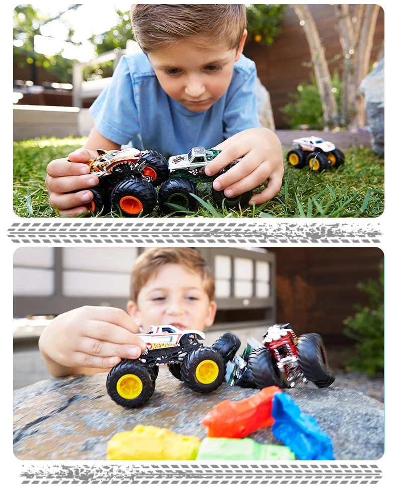 1: 64 Hot Wheels Monster Trucks Металлический Игрушечный Автомобиль Hotwheels гигантские колеса большая коллекция ног дикие столкновения автомобильные игрушки FYJ44