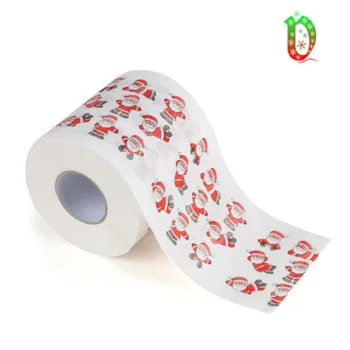 

1Roll Novelty Christmas Tree Santa Claus Elk Pattern Toilet Paper Tissue Napkin Toilet Roll Paper Home Hotel Living Room Supplie