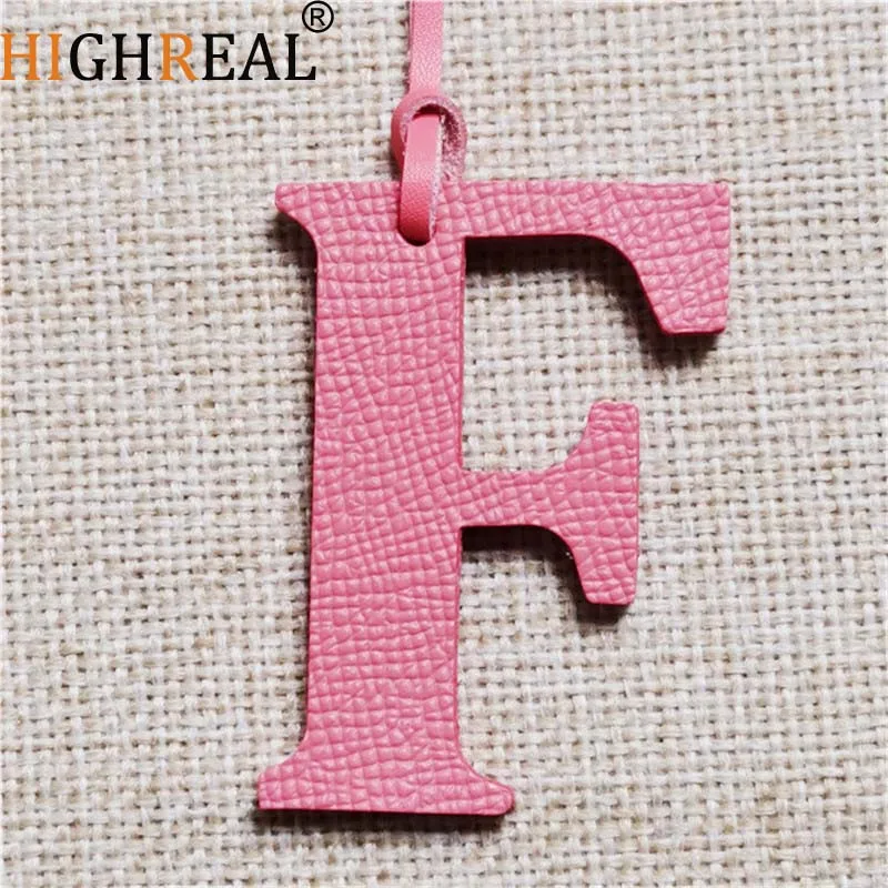 

HIGHREAL Custom Made Luxury Genuine Leather Character Letter F Keychain Women Bag Charm Backpack Pendant