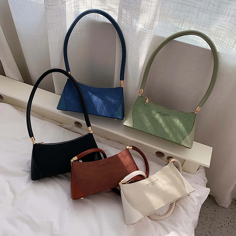 

Designer Leather Women's Handbags Retro Pu Shoulder Bags Brand Casual Solid Baguette shape bags Messenger Bag Ladies Hand Bags