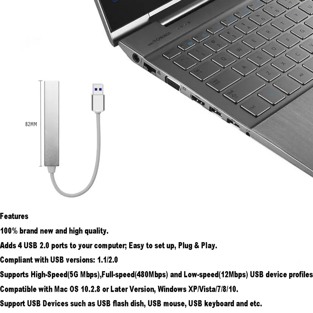 Мульти USB 3,0 концентратор 4 порта Высокоскоростной тонкий компактный расширительный портативный разветвитель для Mac ноутбука ПК мини usb-хаб