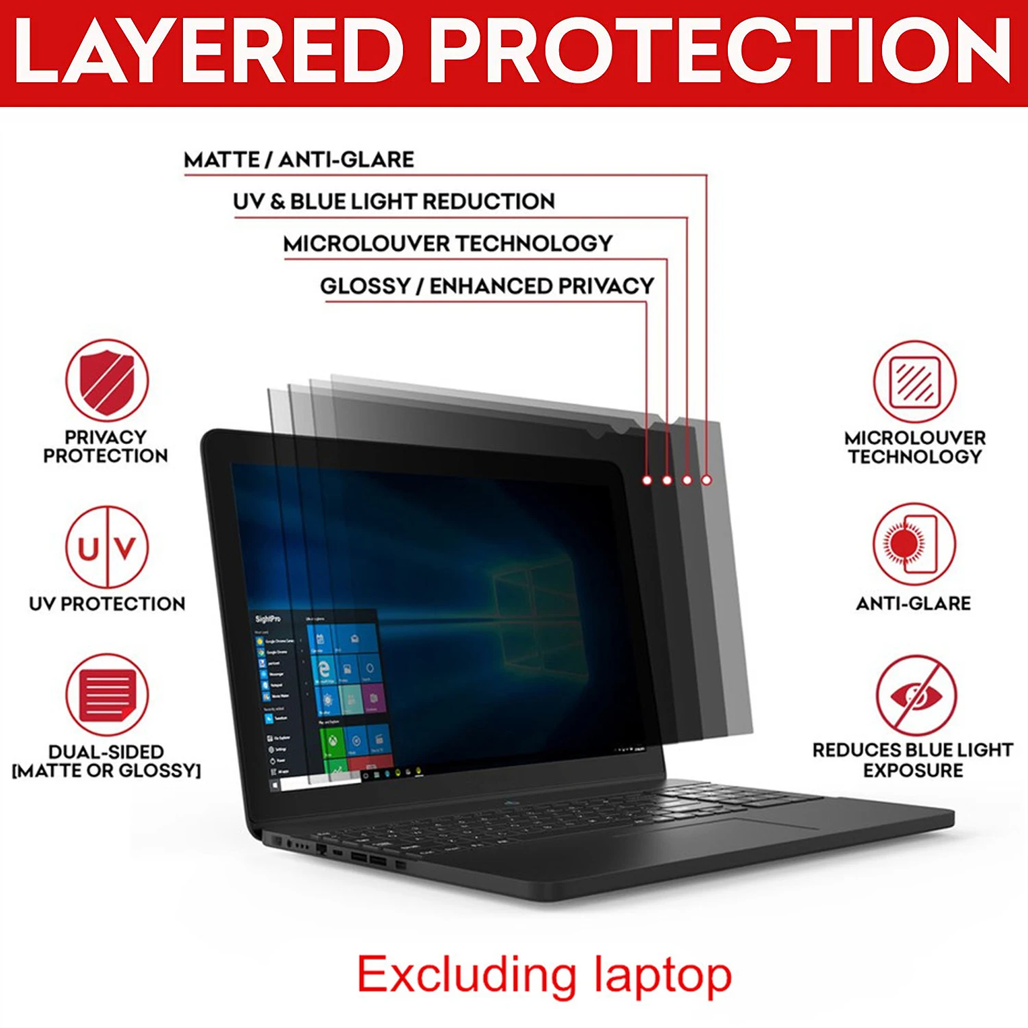 Película Protetora de Tela Antirreflexo 14.1 Polegada Filtro de Privacidade para Laptop Monitor de Computador Widescreen Razão de Aspecto 16:10 Filtros e protetores de tela - Imagem 2