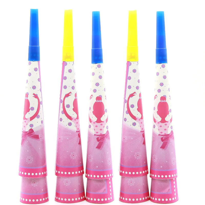 6pcs horn Танцевальный балетный одноразовый набор посуды для девочек Han Baby Shower пол ребенка раскрывает день рождения принадлежности для украшения праздника - Цвет: 6pcs horn