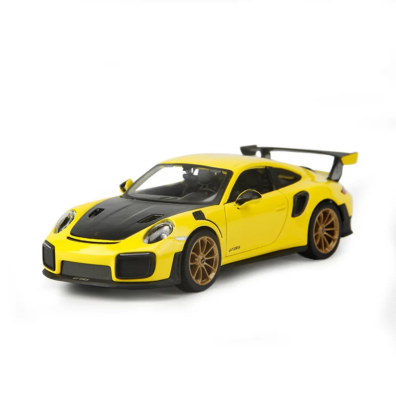 

1:24 2018 Porsche 911 GT2 RS Yellow Metal Luxury Vehicle Diecast Pull Back Cars Model Toy Collection Xmas Gift