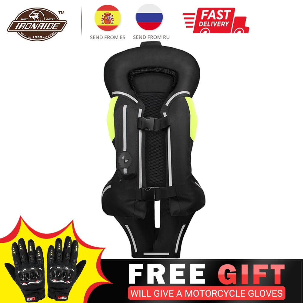 NEW Motorcycle Airbag Vest Men Motorcycle Jacket Reflective Motocross Air Bag Moto Vest Protective Black Fluorescent S-3XL