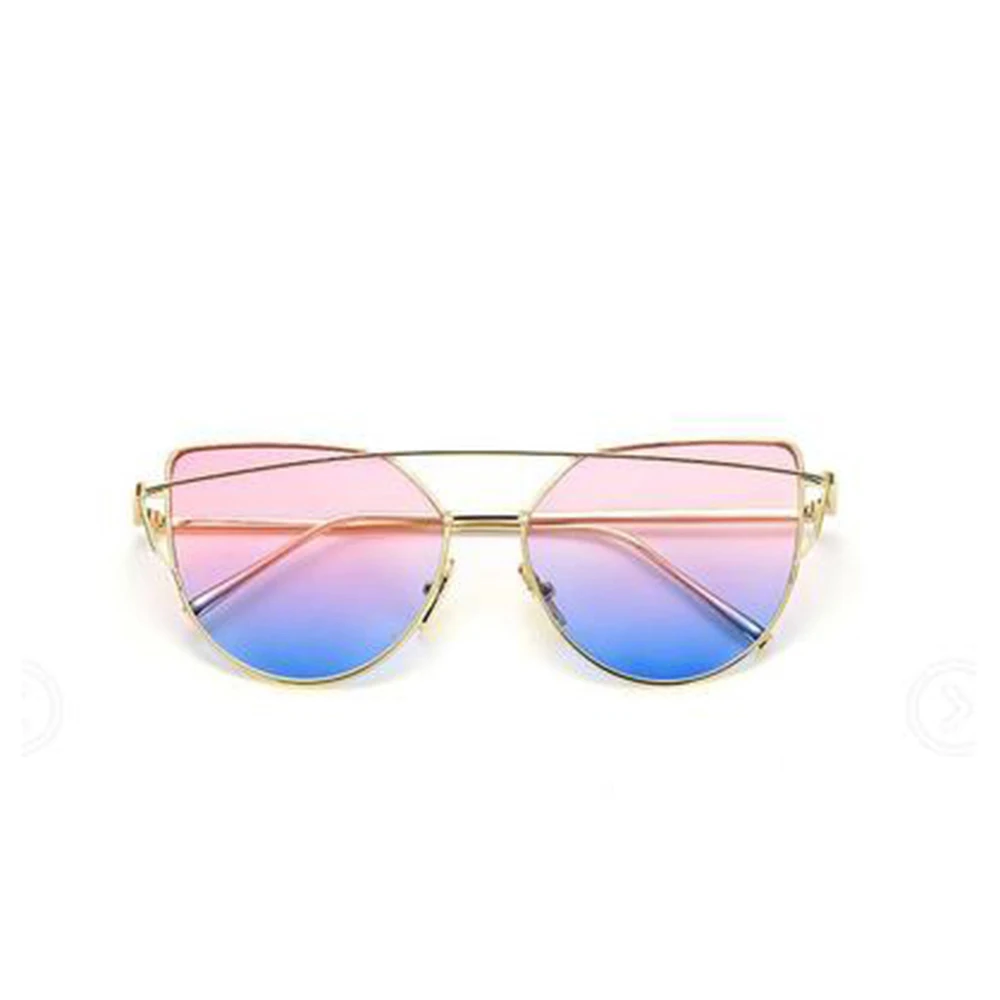 Cat Eyes Sunglasses Gold Metal Frame Vintage Retro Look