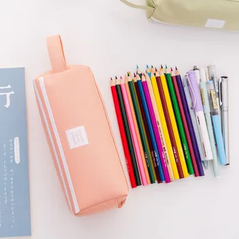 

Pencil Case Canvas Zipper Large Capacity Cute Pencil Box Portable Storage Bag school supplies Japanese stationery Organizer