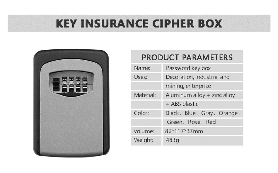 MOOL ключ замок коробка настенный Алюминиевый сплав ключ Сейф Коробка всепогодный 4 значный комбинированный ключ замок Коробка для хранения Крытый Outdoo