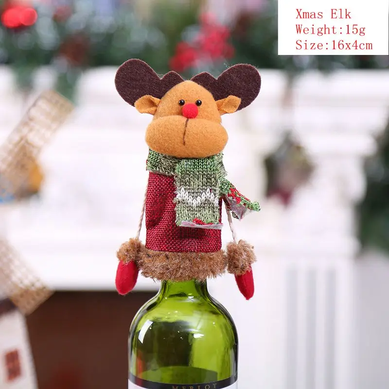 Рождественская Крышка для бутылки вина рождественские украшения для дома Санта-Клаус Снеговик Navidad рождественские вечерние настольные Декорации для вечеринок - Цвет: AQ