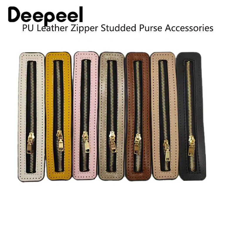 

Deepeel 2/5pc 3.7*18cm PU Leather Zippers Studded Purse Accessories DIY Colourful Inlaid Zipper for Sewing Bag Accessory BS136