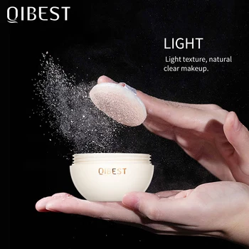 

QIBEST Powder Natural Matte Long Lasting Powder Foundation Whitening Brighten Skin Waterproof Oil Control Powder Cosmetics TXTB1
