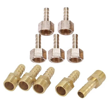 

5Pcs 1/4BSP Male Thread to 8mm Hose Barb Straight Adapter Coupler Gold & 5Pcs Brass 6mm Hose Barb 1/4 Inch BSP Female Thread Qui