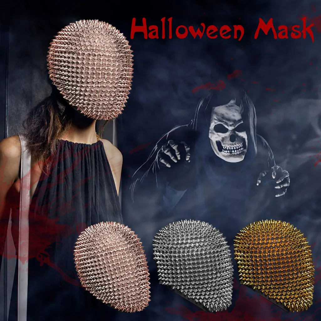 

Halloween Cosplay Funny Mask Studded Spikes Full Face Jewel Margiela Scary Party Supplies Accessories Mask#3 Cover Masque