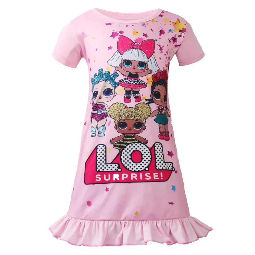 LOL Surprise Girls Nightdress Baby Pajamas Princess Nightgown For Kids Home Summer Dresses Baby