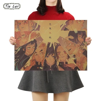 

TIE LER Poster Vintage Classic Anime Cartoon Kraft Paper Poster Painting Wall Stickers Home Decorative Wall Art