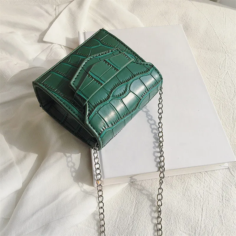 Женская сумка на плечо с узором «крокодиловая кожа», женская сумка через плечо с круглой цепочкой, Женская Высококачественная сумка-мессенджер для путешествий, милые сумки - Цвет: green square