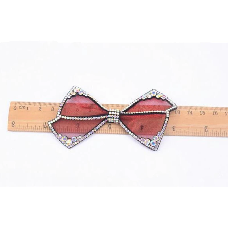 red bow Crystal Rhinestone Bow Patches DIY Motif Sewing For Clothing collar lace Shoe Flower Appliques Decoration - Цвет: red bow