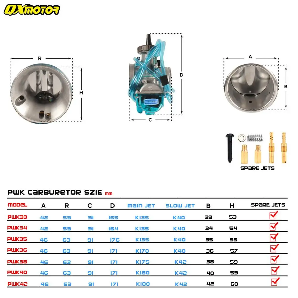 PWK38 Carburetor For Kawasaki KDX200 KX125 KX250 For Suzuki RM125 RM250 Dirt Bike Parts 38mm Carb
