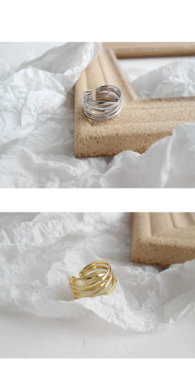 LouLeur Настоящее 925 пробы Серебряная линия кольца Многослойные повседневные Простые золотые кольца для женщин модные минимализм серебряные ювелирные изделия