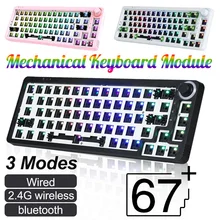 67key rgb kit de teclado mecânico quente swap teclado sem fio 3 modo compatível com 3/5 pinos botão teclado completo chave sem conflito