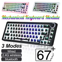 67key rgb kit de teclado mecânico quente swap teclado sem fio 3 modo compatível com 3/5 pinos botão teclado completo chave sem conflito