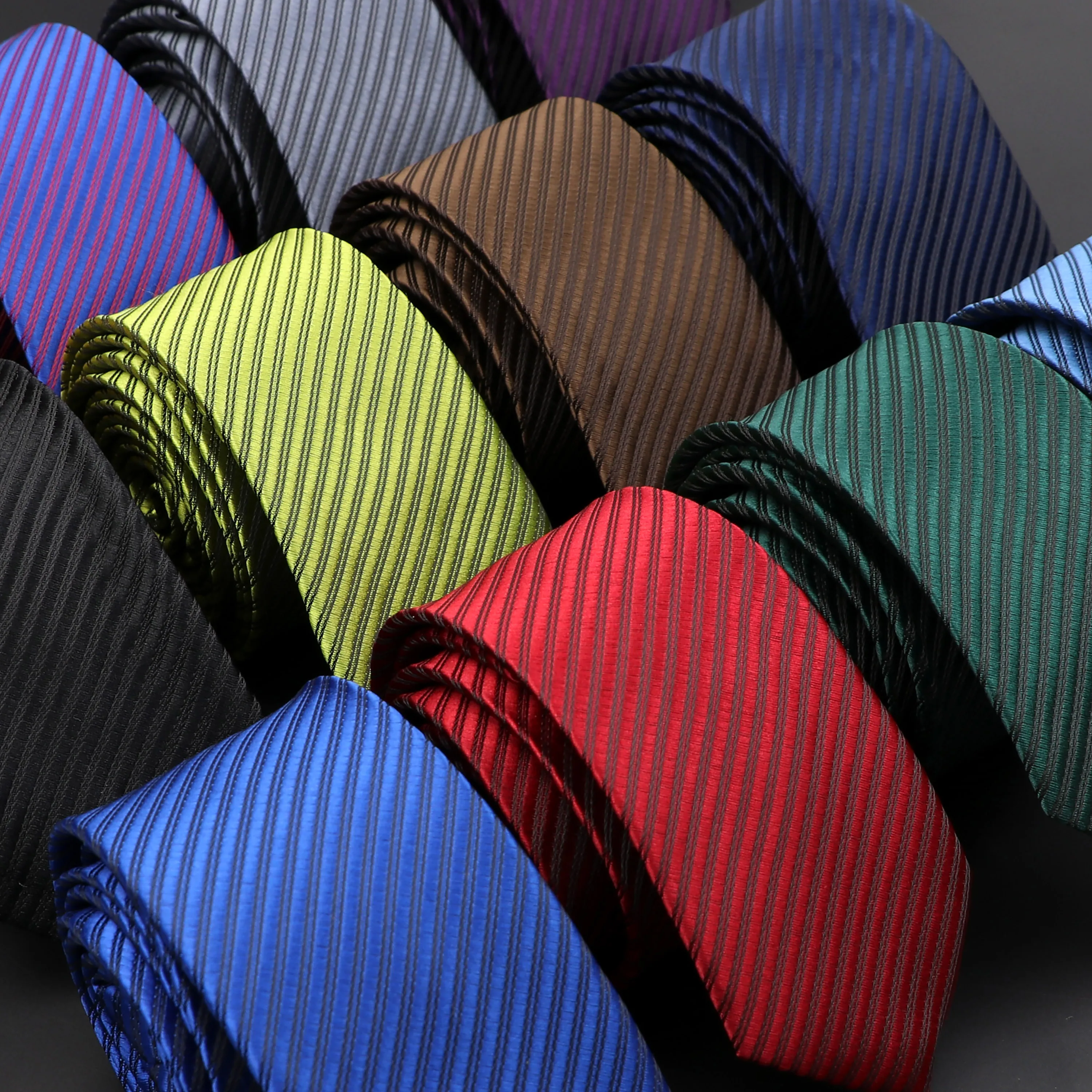 Men 5cm Slim Tie Solid Color Striped Necktie Polyester Narrow Cravat Blue Red Black Brown Ties For Wedding Party Accessory Gift |