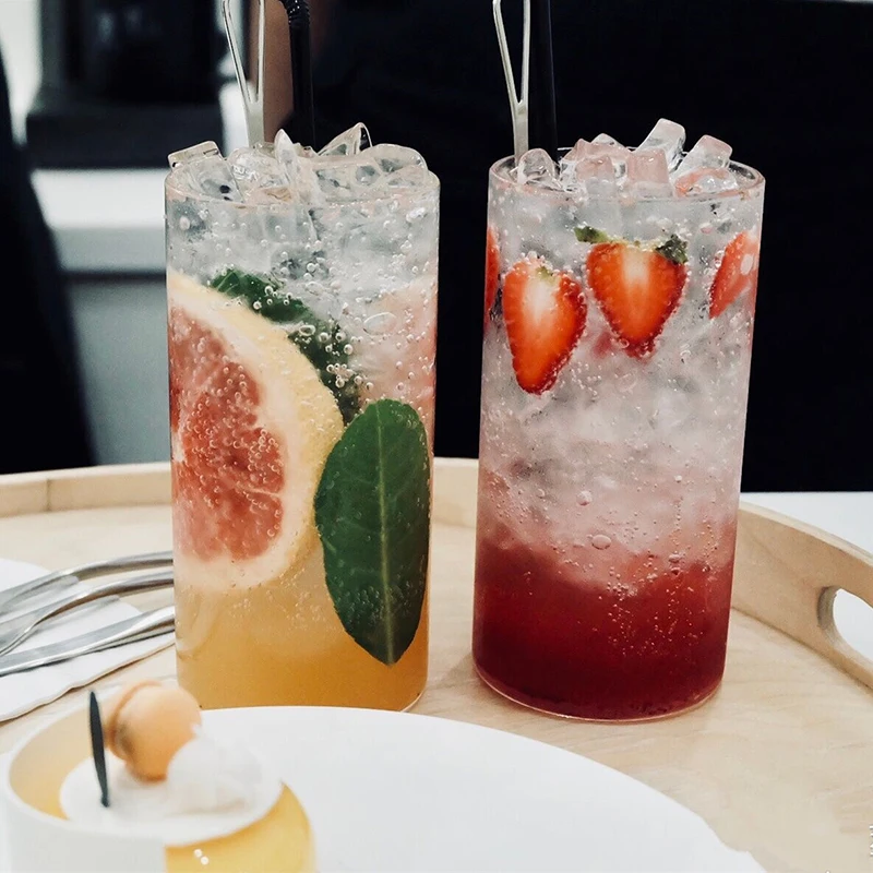 Heat-resistant Can Shape Glass Fashion Water Milk Juice Cup Beer 330/400ml and Straw Dessert Tea Shake | Дом и сад