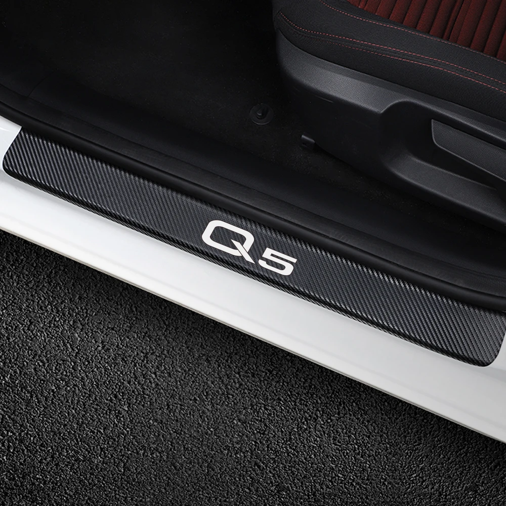 

4PCS Car Door Sill Threshold Plate Protector Stickers For Audi Q5 Guards Auto Carbon Fiber Decals Cover Car Tuning Accessories