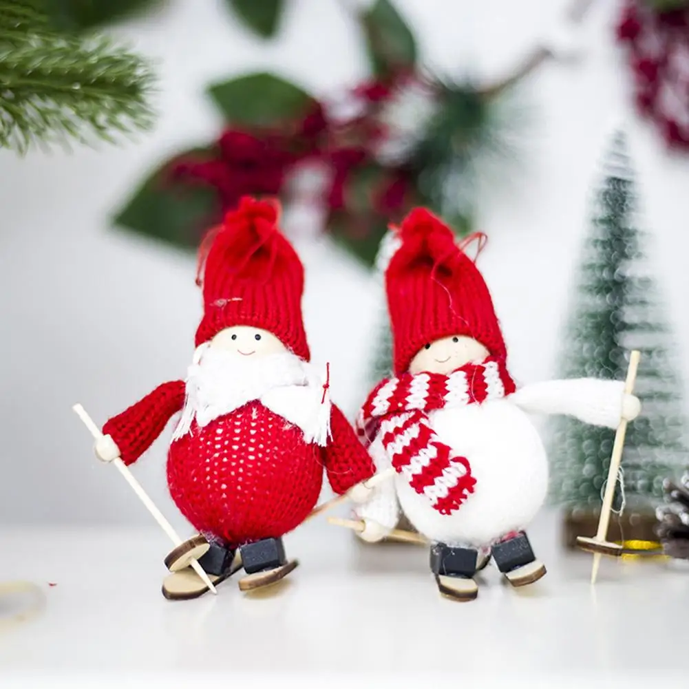 

christmas decorations for home Mini Christmas Skiing Doll Home Party Table Ornament Xmas Tree Hanging Decor Dwarf Elfed Xmas gif