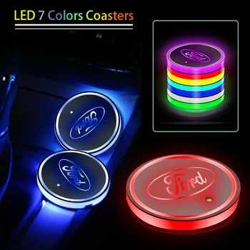 

Car Logo Electronic Luminous Coaster USB Charge Auto Badge Pad LED Mat for Fords Focus 2 3 1 MK5 MK4 MK2 MK3 MK1 Fusion Kuga