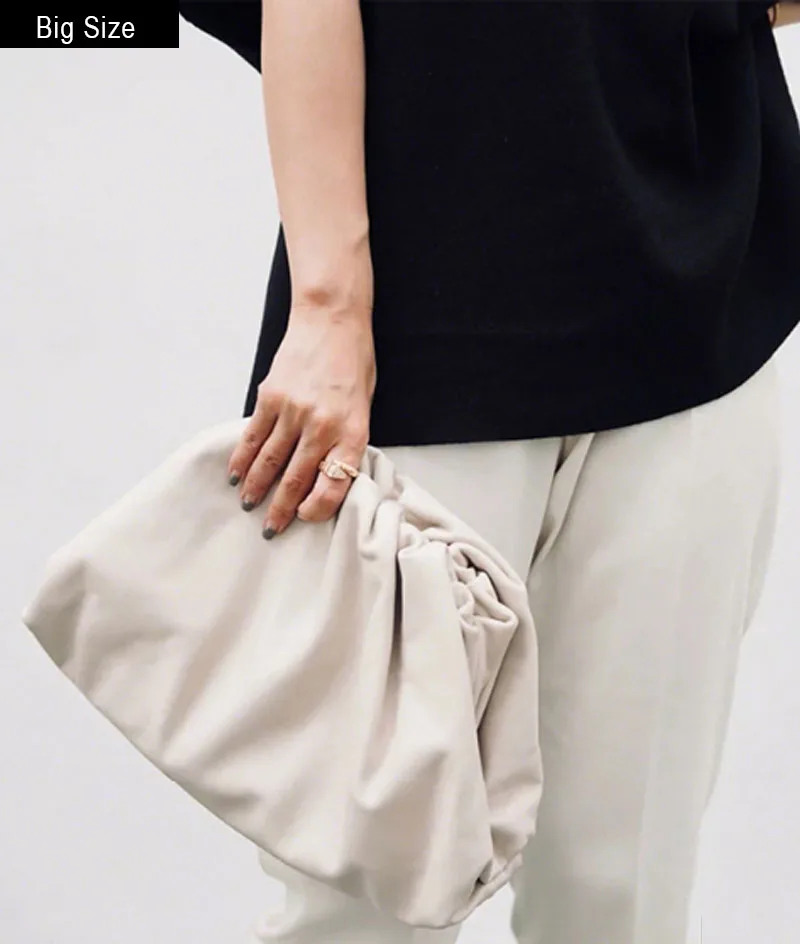 Новое вечернее вечерние сумки кошелек для женщин большой ruched сумка-чехол для подушки кожаные сумки Портфели Сумки из натуральной кожи, зимняя сумка, цвета: белый, коричневый, черный