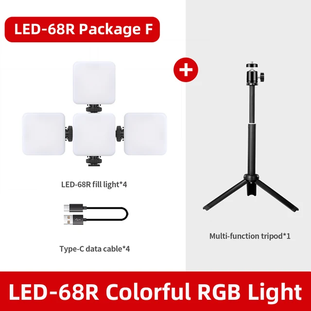 6W Mini RGB LED Video Light with Tripod 2700K-6500K On Camera Fill Light Photography Lighting For Tiktok Vlog Light lamp Purple