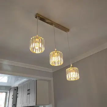 

Home K9 Crystal Pendant Lamp long crystal Bar lamp Antique iron pendan Light dining Room E27 led Lustre Kitchen daily Lighting